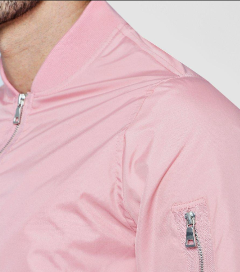 Custom Designed Pink Winter Outdoor Bomber Jacket Men Waterproof Breathable Reversible Eco-Friendly Stand Collar Front Camping