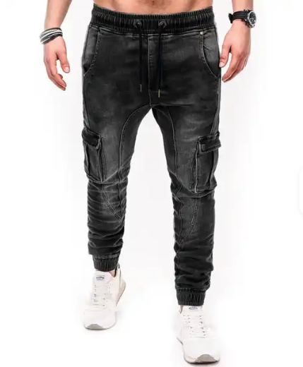 Autumn Winter New Men's Stretch-fit Jeans Business Casual Classic Style Fashion Denim Trousers Male Black Blue Pants J0051