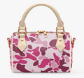 Women's Handbag Custom Zipper Tote Bag Pink Camo Printed PU Leather Cloud Camo Casual Travel Handle Crossbody Bag