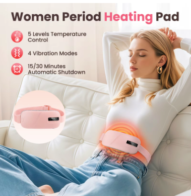5 Modes Electric Heating Vibration Waist Massage Belt Smart Warm Palace Women Menstrual Heating Pad for Cramps Period Relief