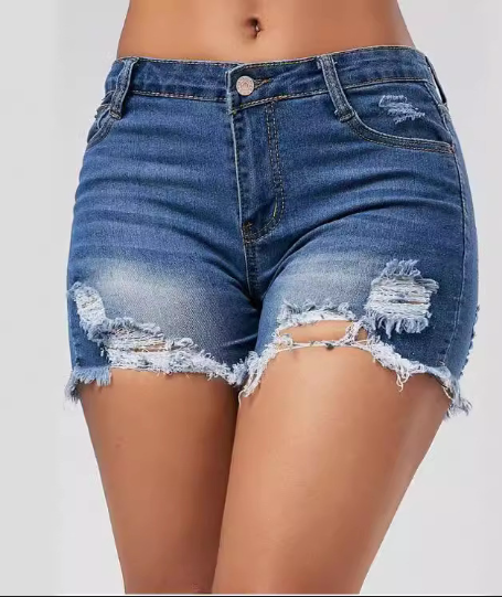 Ripped High Waist Women's Denim Shorts