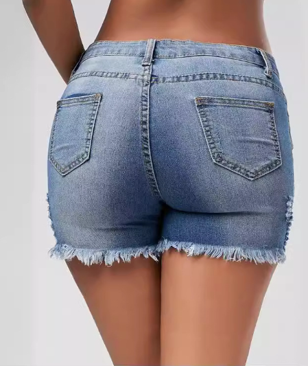 Ripped High Waist Women's Denim Shorts