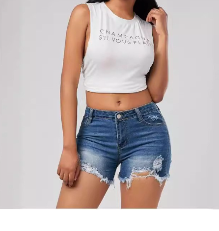 Ripped High Waist Women's Denim Shorts